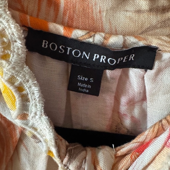 Boston Proper Floral linen embroidered Blouse - Pink and Cream - Picture 4 of 9